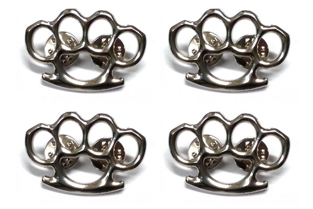 4 Pack Of Silver Finished Brass Knuckles Pin For Clothing