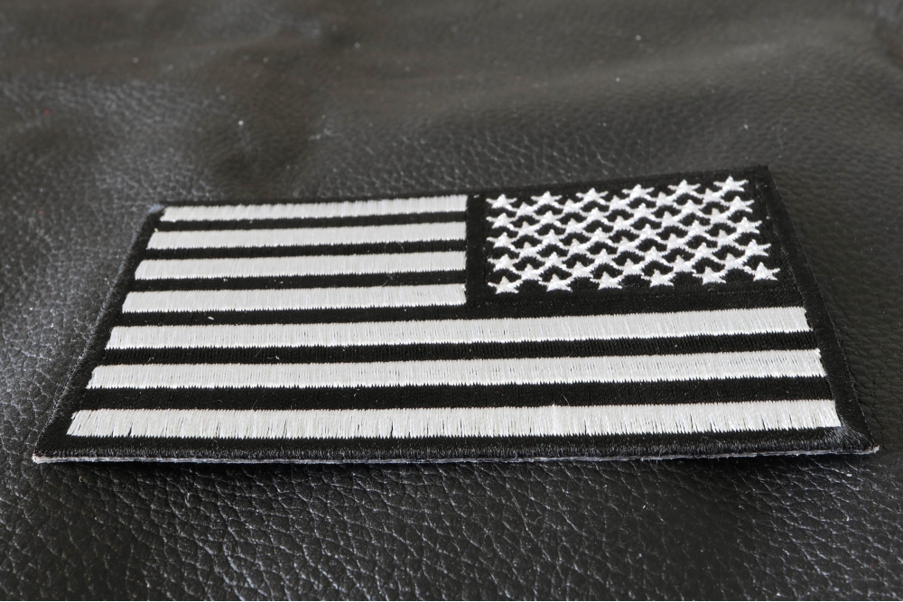 american flag black and white background