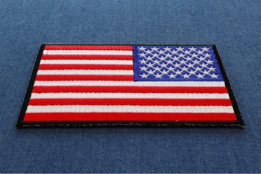 Black Border Reversed Us Flag 4 Inch Embroidered Patches By Ivamis Patches