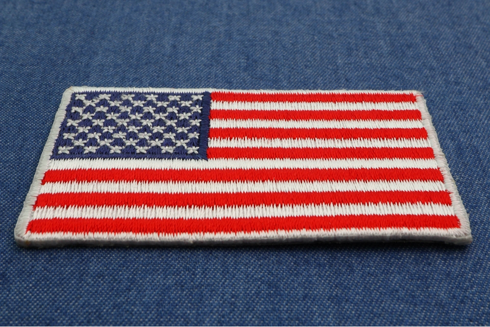 US Flag Patch Gold Border 2.5 Inch