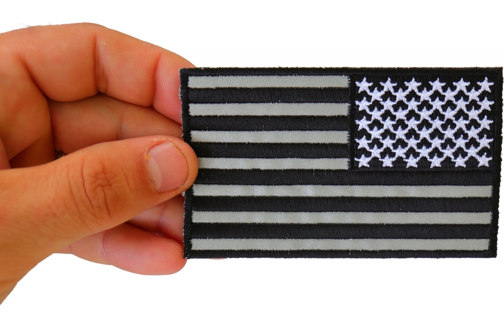 Reversed American Flag Black And Reflective 4 Inch Patch Embroidered Patches By Ivamis Patches 7040