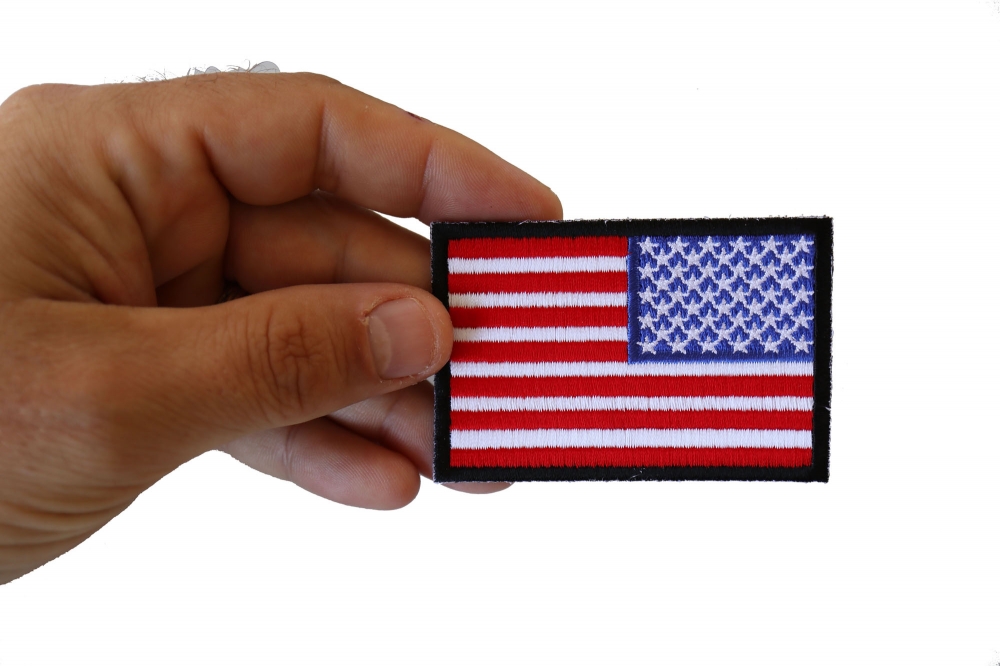 American Flag Black Border Patch, Small Size