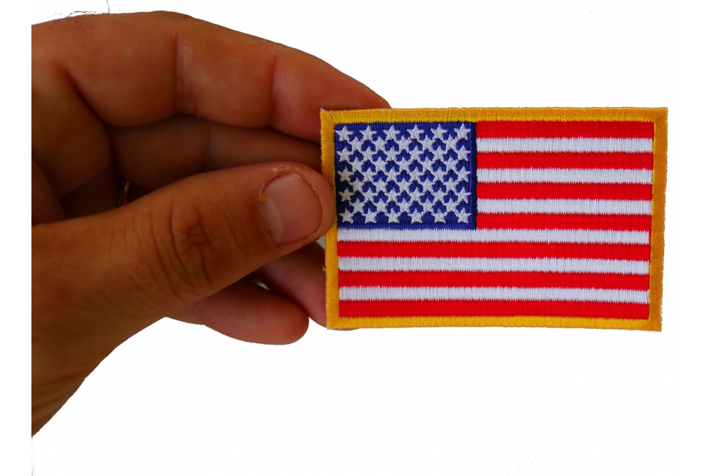 American Flag Patches Yellow Border 4 Small Sizes Embroidered Iron On by  Ivamis Patches