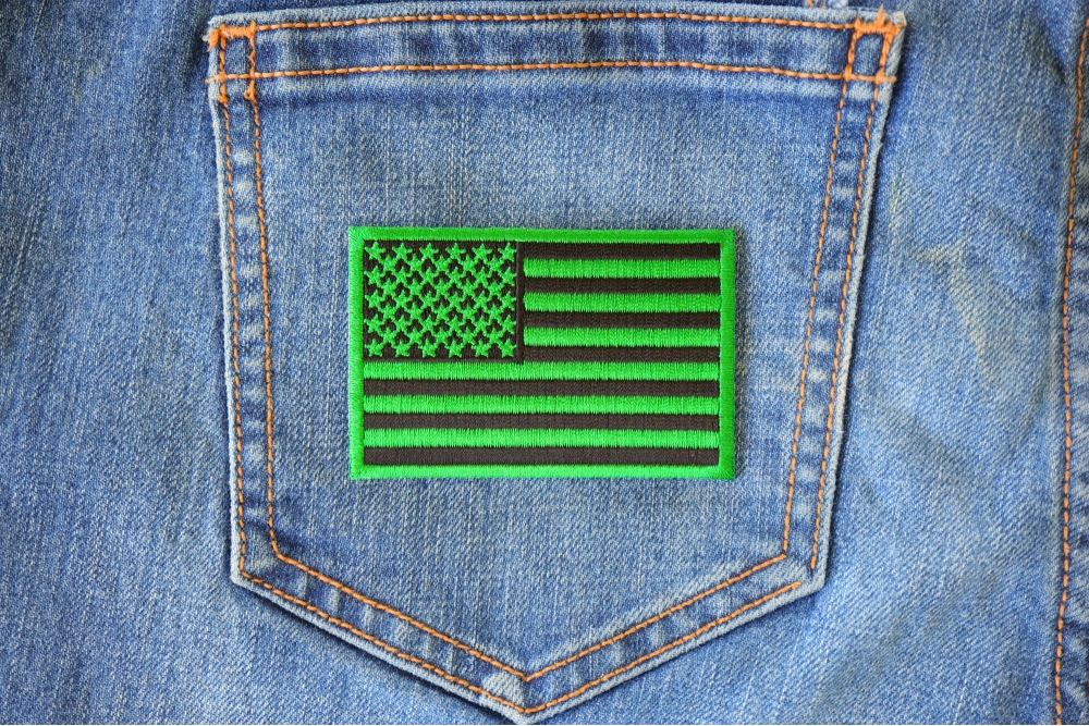 Kelly Green American Flag Patch