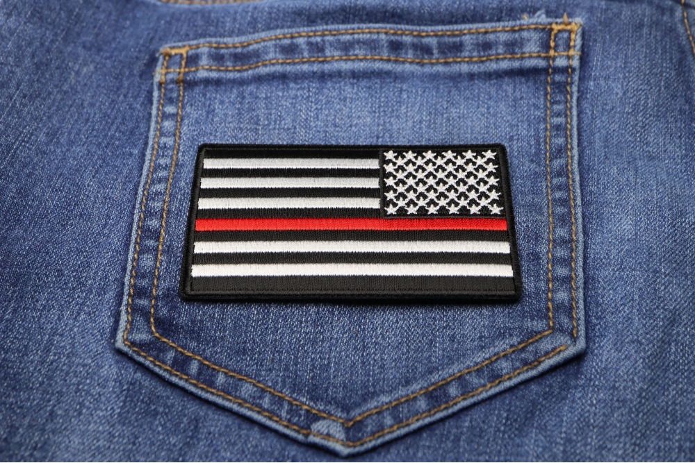 Thin Green Line American Flag Reversed Patch  US Military Veteran Patches  by Ivamis Patches