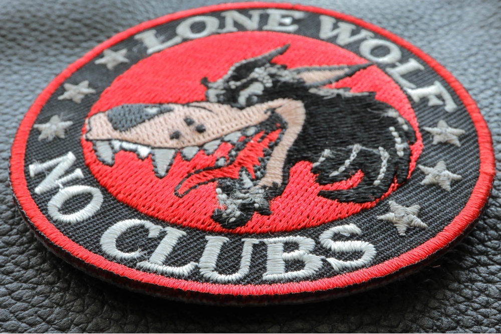 Lone Wolf No Clubs Patch - Lone Rider Biker Patches | Embroidered ...