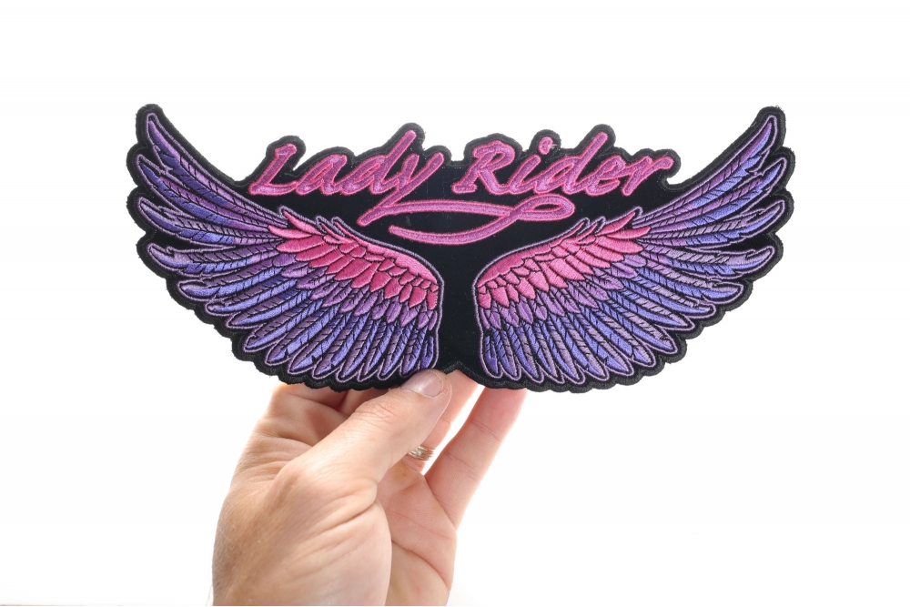 Lady Rider Wings Patch, Large Ladies Back Patches for Jackets