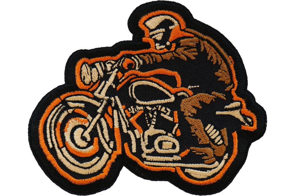 Biker on Motorcycle Iron on Patch by Ivamis Patches