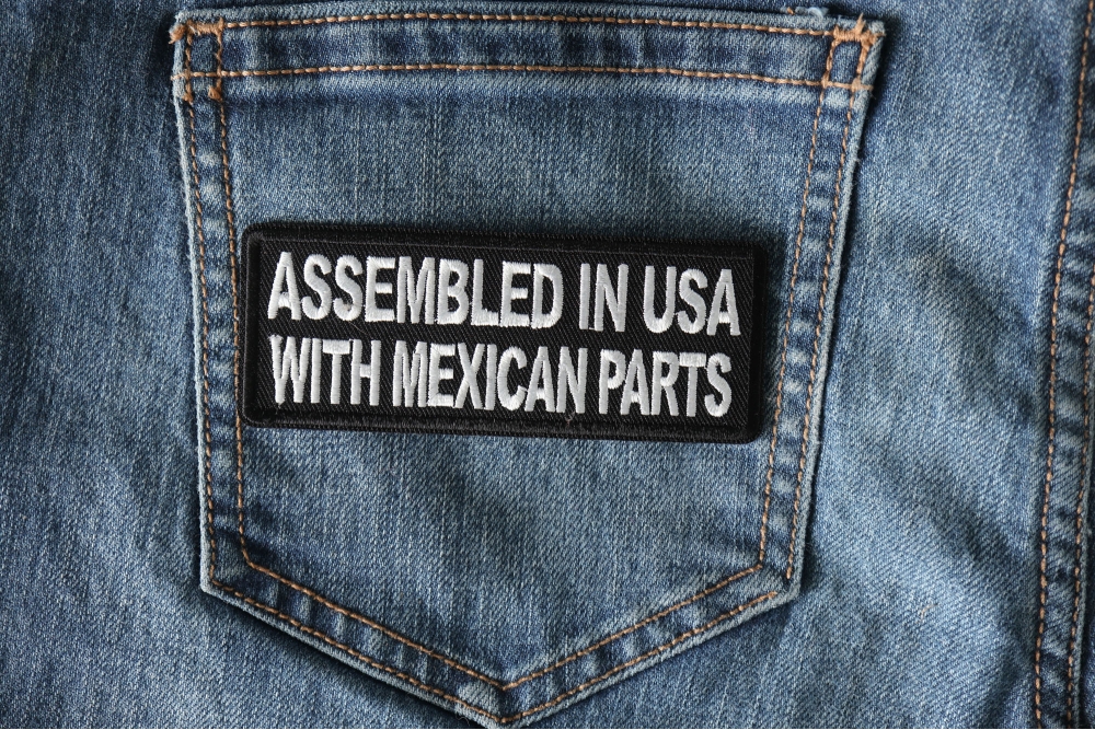 Assembled in USA with Mexican Parts Funny Iron on Patch - Iron on