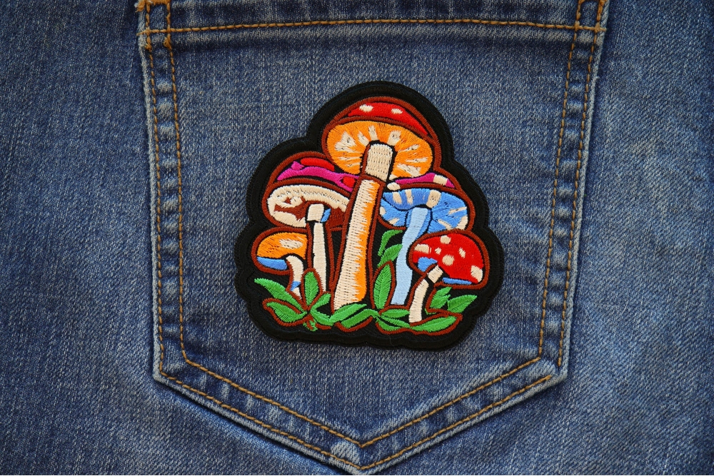 HHO Set 3 Pcs Magic Mushrooms Flower Moon Star Goa Psychedelic Embroidered  Iron on Patch