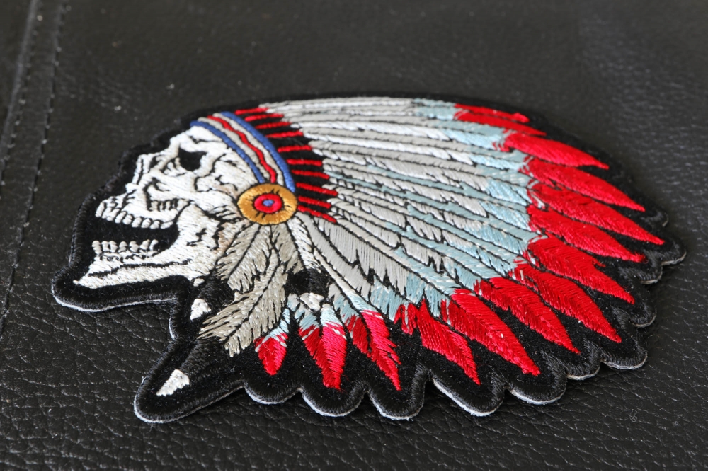 Indian Headdress Skull Patch, Biker Skull Patches by Ivamis Patches