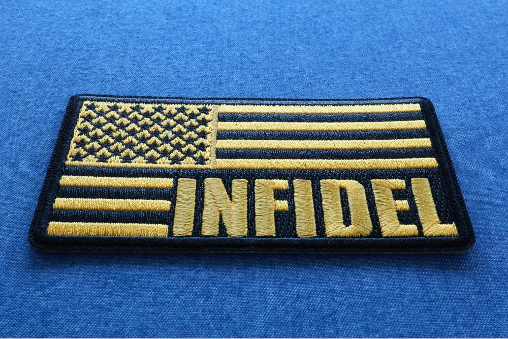 Infidel American Flag Black Yellow Patch | US Military Veteran Patches ...