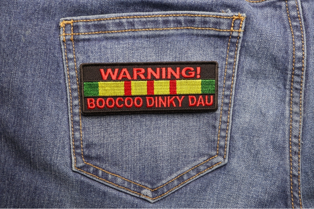 Warning Boocoo Dinky Dau Vietnam Vet Patch | US Military Vietnam ...