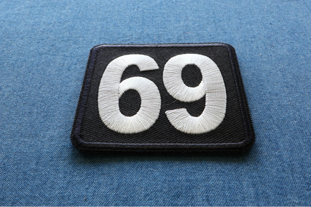 69 Patch Black White Square by Ivamis Patches