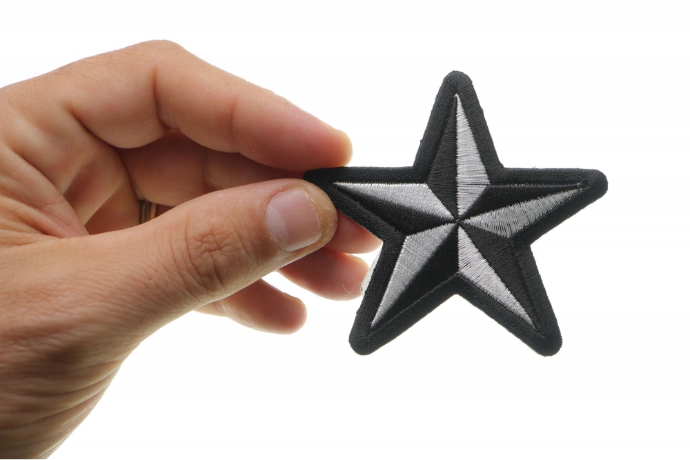  Dallas Star Embroidered Patch Appliqué. Iron On, Black with  White Satin. Size 2.4 (63mm)