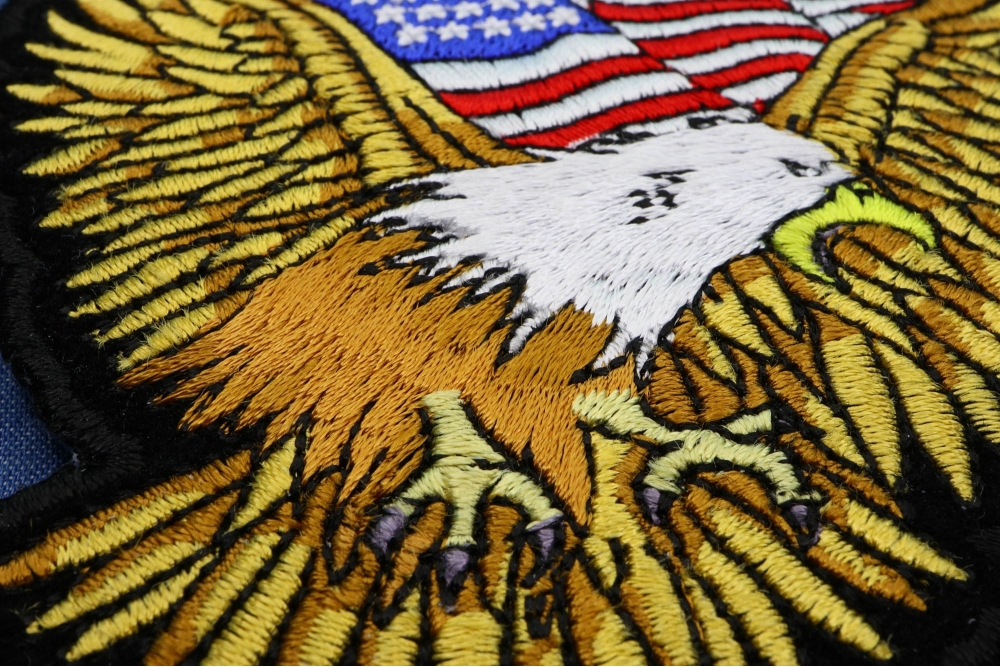 Gold Eagle Patch With US Flag Small | Embroidered Patches by Ivamis Patches