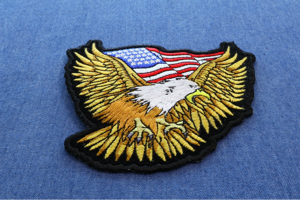 Gold Eagle Patch With US Flag Small | Embroidered Patches by Ivamis Patches