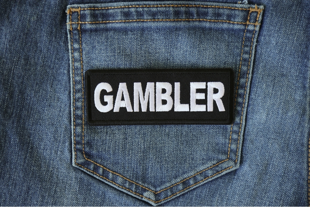 : Embroidered Patches Humorous Gambler Betting Bluffing Wager  Waging Novelty Bet Leisure Stake Risk Taker Luck Player Black