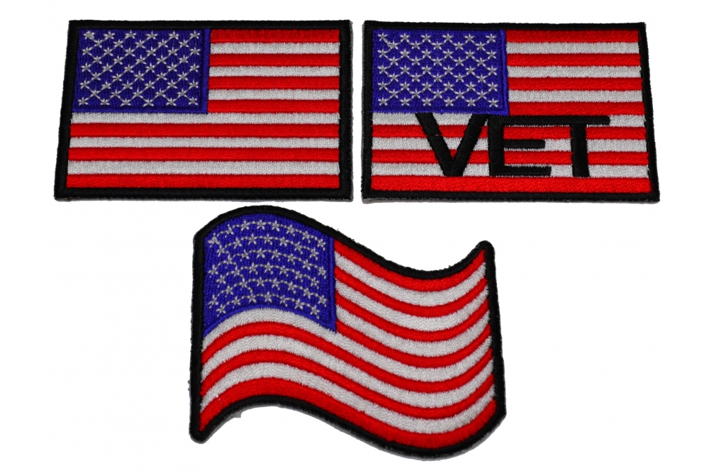  Black American Flag Patch - 3x2 inch - Embroidered