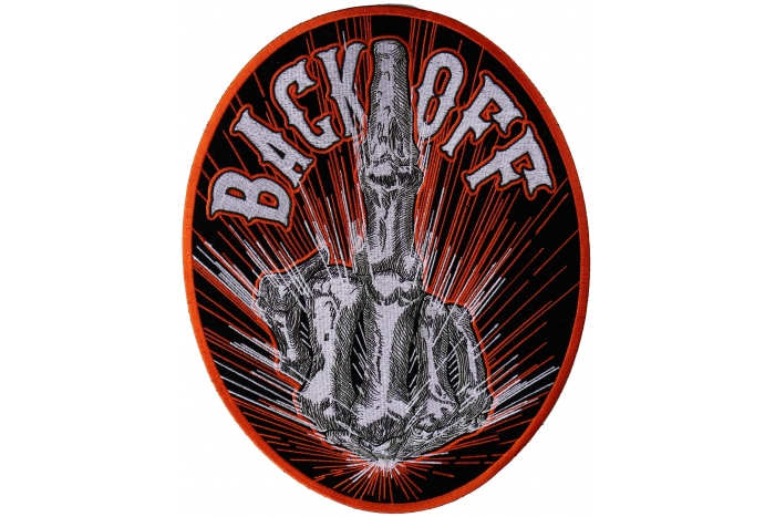 Back Off With Middle Finger Large Biker Back Patch 2082