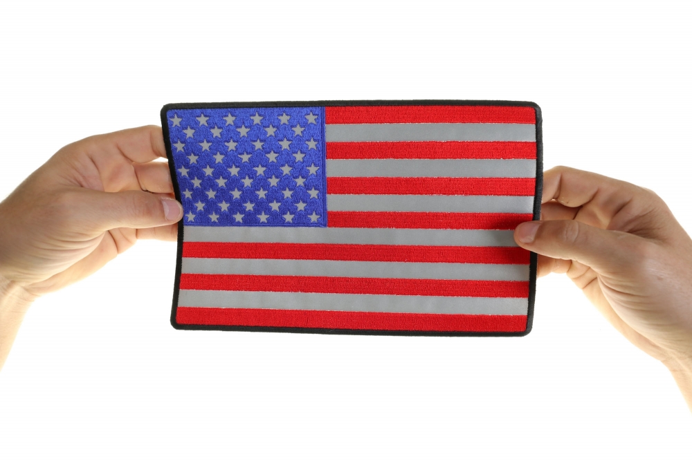 Reflective American Flag In Color Large 10 Inch Back Patch | American ...