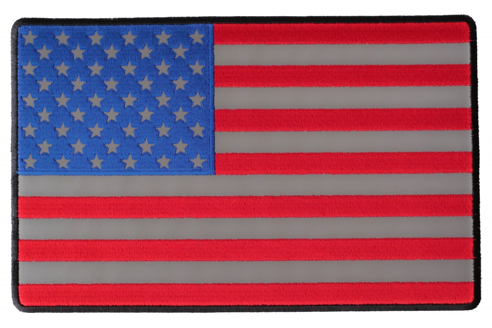 Reflective American Flag In Color Large 10 Inch Back Patch | American ...