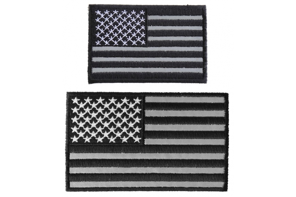 Small Reflective American Flag Patch Set Of 2 US Flag Patches ...