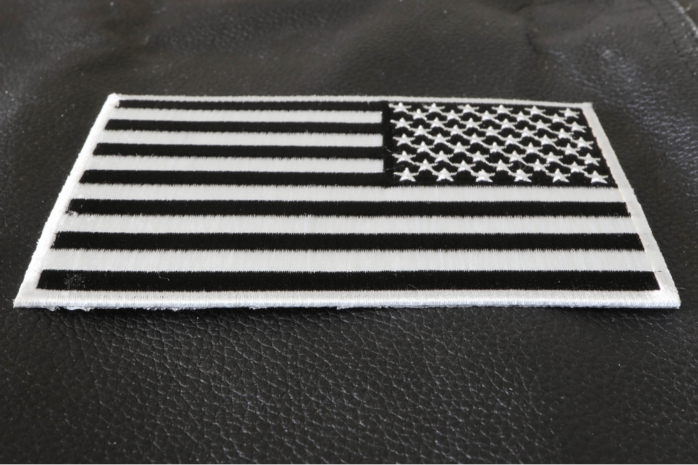 Black And White American Reversed Flag Patch With White Borders Thecheapplace