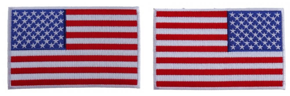 5 inch RWB American Flag Patch with White Borders Left and Right 2 Patch  Iron on Set by Ivamis Patches