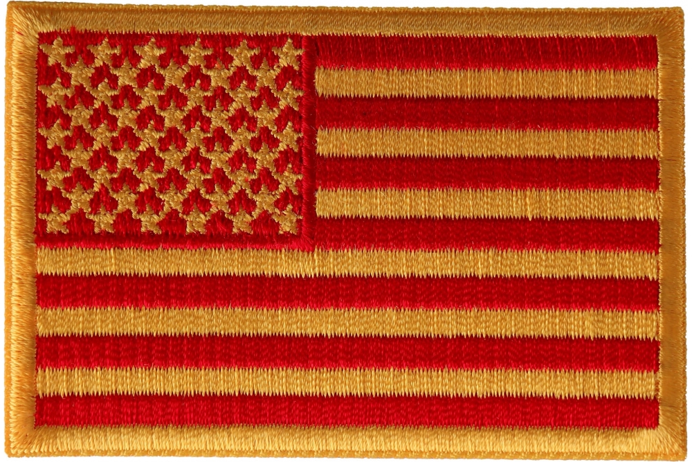 US Flag Patch Gold Border 2.5 Inch