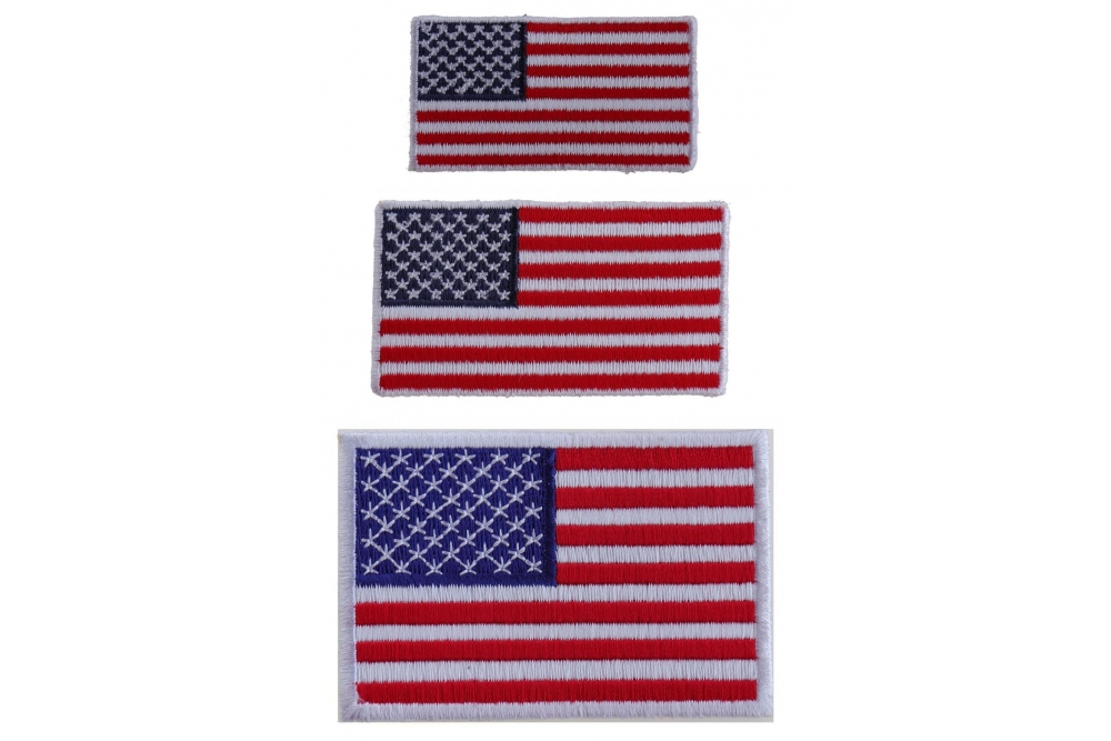 Waving USA American Flag Patch [Iron on Sew on -4.0 X 3.0 inch - WF4]