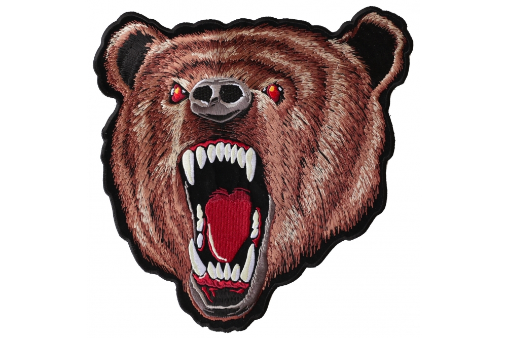 Brown Bear, Wide Open Mouth, Large Back Patch 