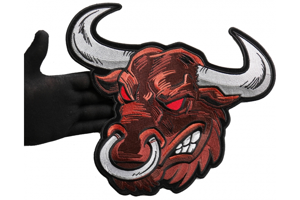 Ram Skull and Pistons Patch, Large Animal Patches for Jackets