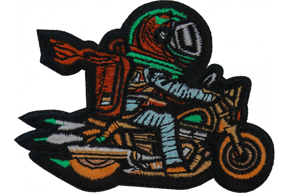 Cute Mean Rabbit on Motorcycle Patch, Biker Vest Patches, Sew or