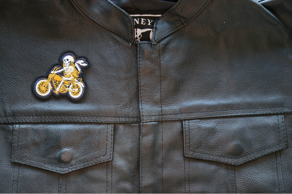 Skeleton Rider on Bike FAFO Patch, Biker Skull Patches by Ivamis