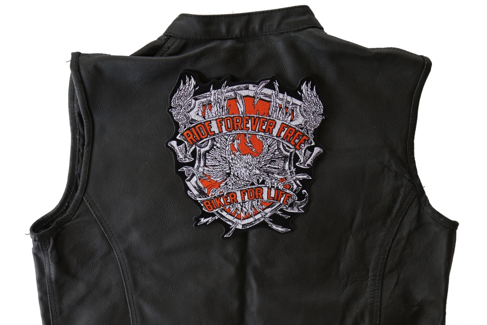 Ride Forever Free Biker For Life Eagle Large Back Patch - TheCheapPlace
