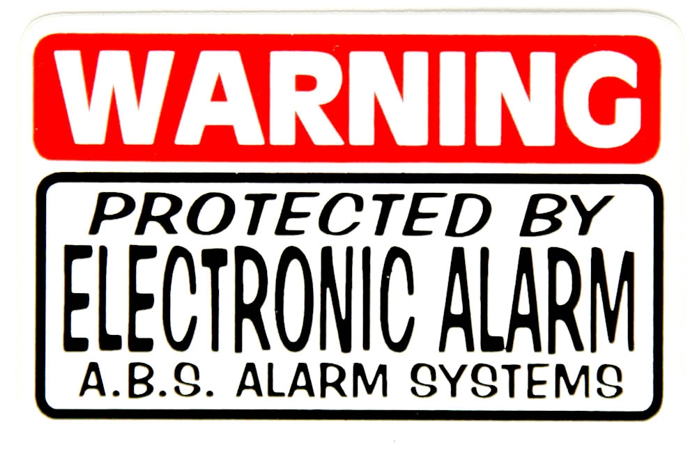 Warning Protected By Electronic Alarm ABS Alarm Systems Sticker | Biker ...