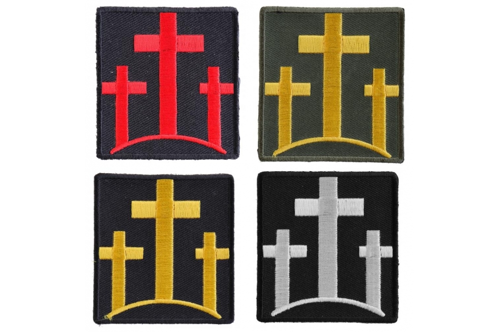 3 Crosses Christian Patch Set Of 4 Different Colors | Christian Patches ...