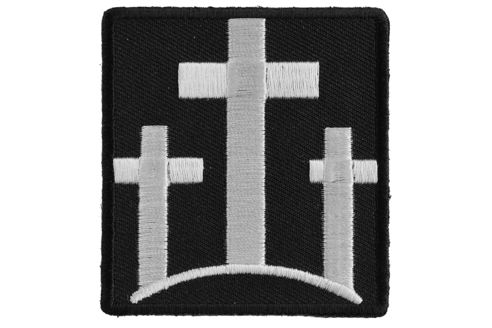 Large White & Black Iron Cross 6 x 6 - Embroidered Iron On or Sew On Back  Patch