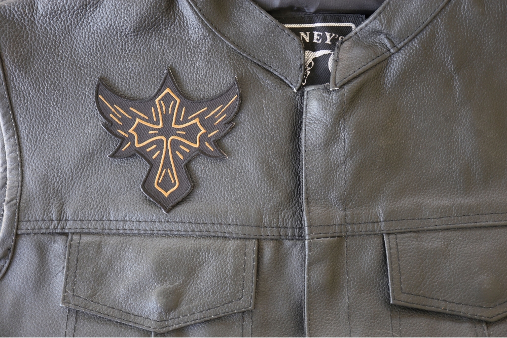 Cross patches fashion for leather jackets