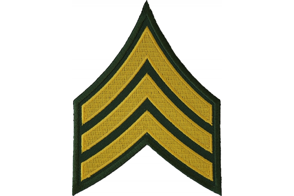 Green and Yellow Sergeant Chevron Iron on Patch - TheCheapPlace