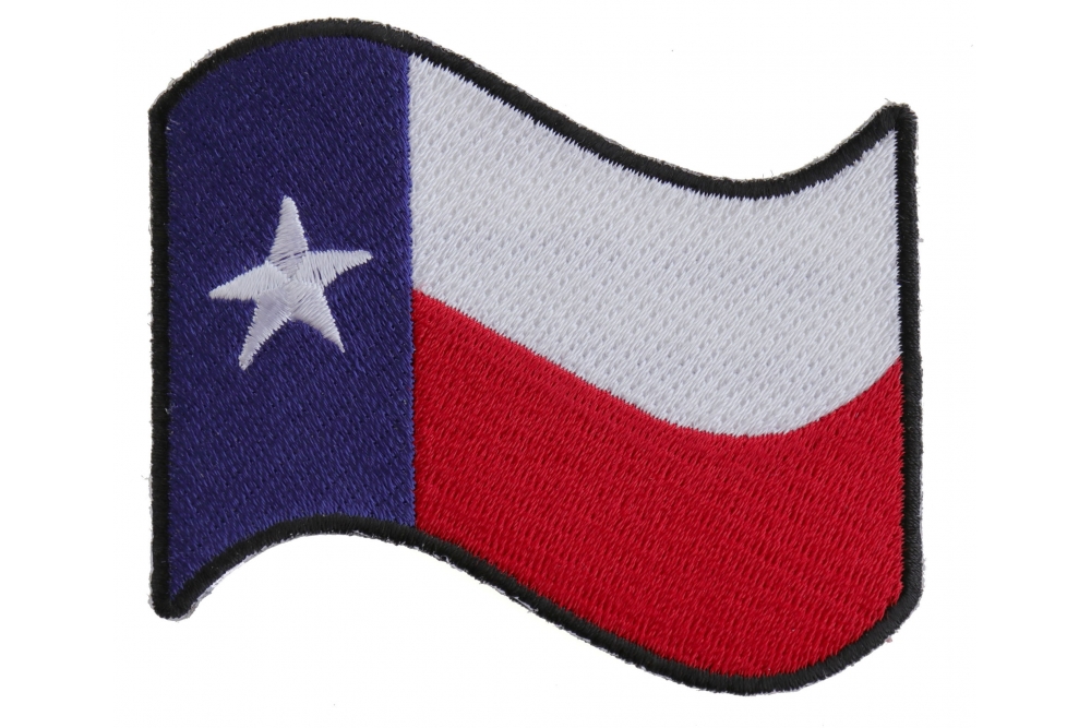Waving USA American Flag Patch [Iron on Sew on -4.0 X 3.0 inch - WF4]