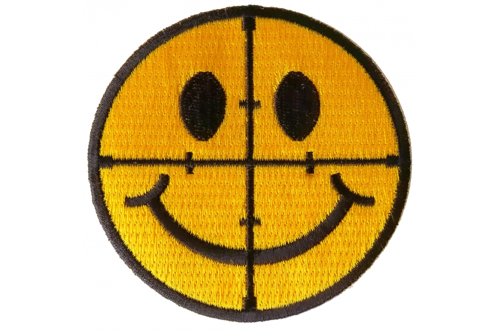 Sniper Scope Smiley Face Funny Iron On Patch - Thecheapplace