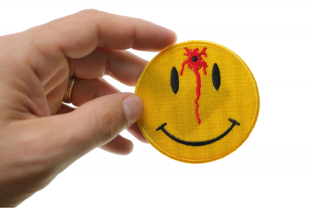 BULLET HOLE Smiley Face Embroidered Badge 2.5 - Wizard Patch