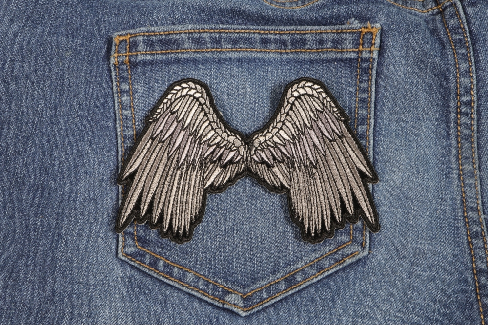 Small Beautiful Angel Wings Grey Patch Angel Wing Patches Thecheapplace 5356