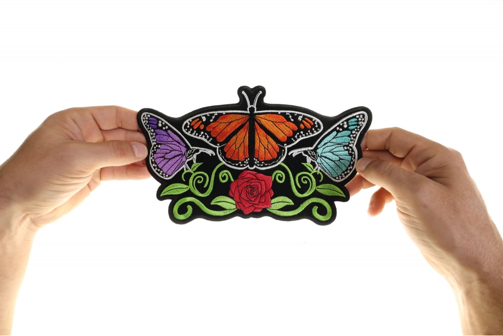 Pretty Rainbow colored Butterfly Embroidered Biker Patch – Leather Supreme