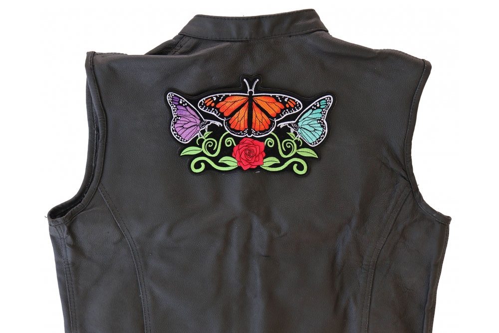 Butterfly Flower Patch, Large Ladies Back Patches for Jackets