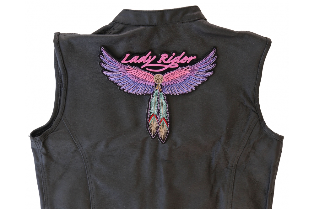 Wings and Feathers Lady Rider Patch, Large Ladies Back Patches for ...