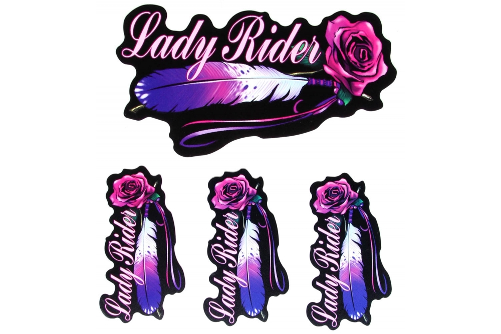 Lady Rider Feather and Rose Pink Sticker | Lady Rider Stickers ...