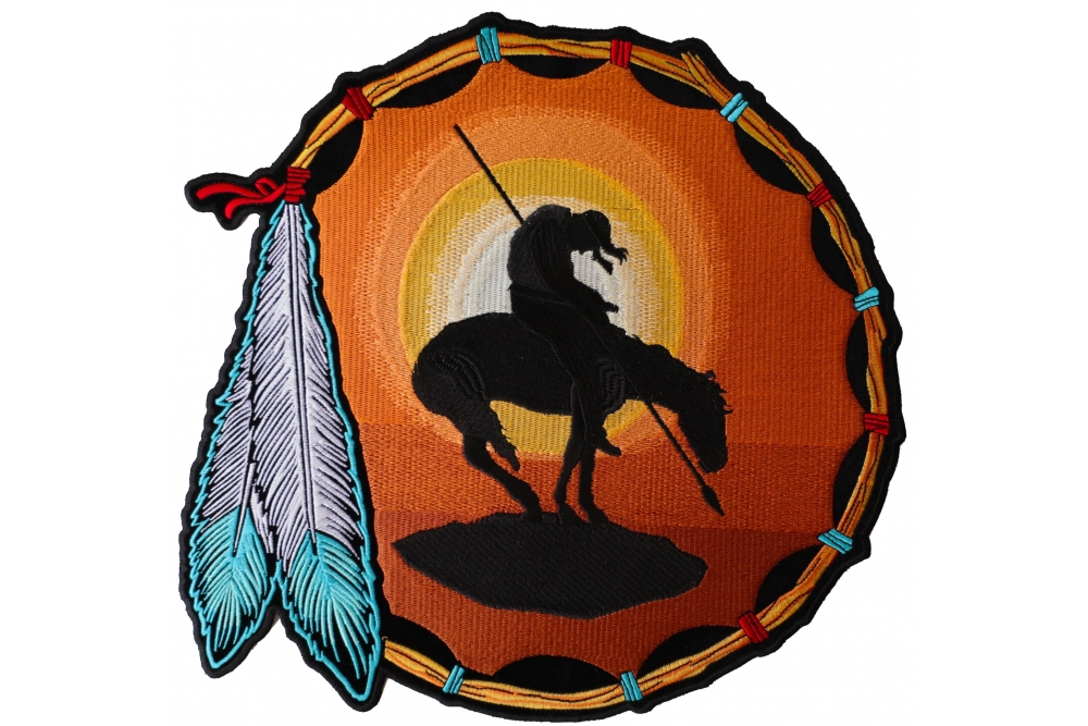 End Of The Trail Horse Spear Indian And Sunset Large Back Patch Native American Indian Thecheapplace